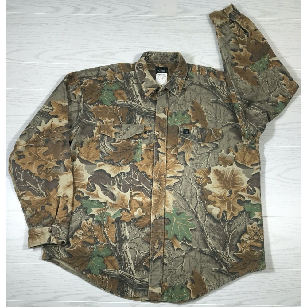 Vintage Codet Camo Shirt Mens XL Button Up Chamois Hunting Outdoors Made In USA